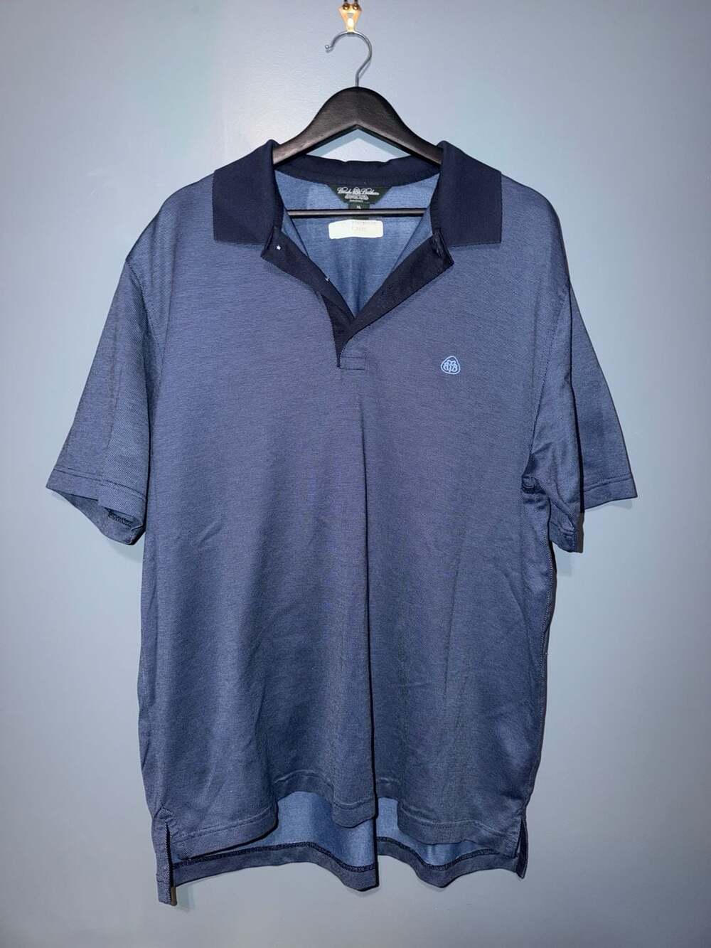 Brooks Brothers Country Club ProSport Blue Cotton Short Sleeve Polo Shirt Men's